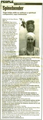 Yoga & Meditation 2 - Article in Mirror Newspaper
